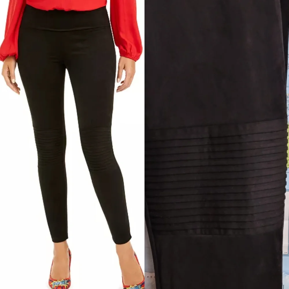 INC International Concepts High rise moto leggings black knit texture… - Picture 1 of 7